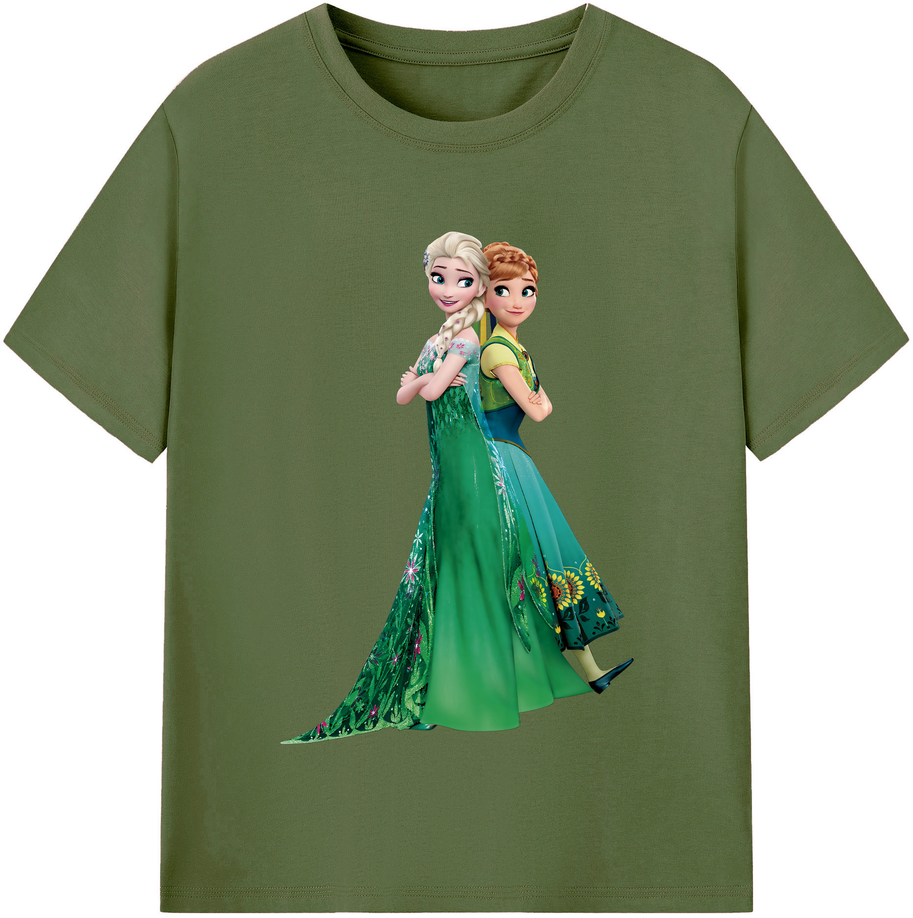 （画像用） アナと雪の女王 アンナ エルサ Frozen Anna Elsa 綿100％半袖Tシャツ（フロントプリント）